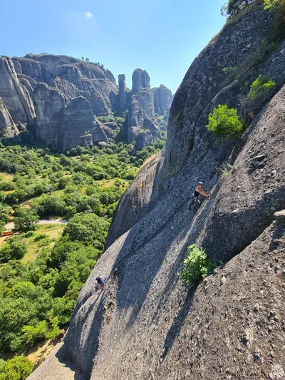 Erste Mehrseillänge in Meteora